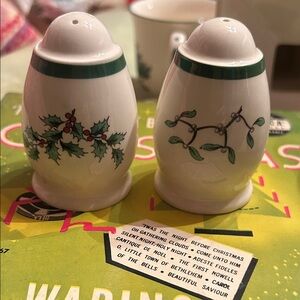 Spode Christmas Tree Salt and Pepper Shakers - Green and Red